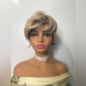 René of Paris  Balayage Blonde Short Layered Wig – Modacrylic Fibera